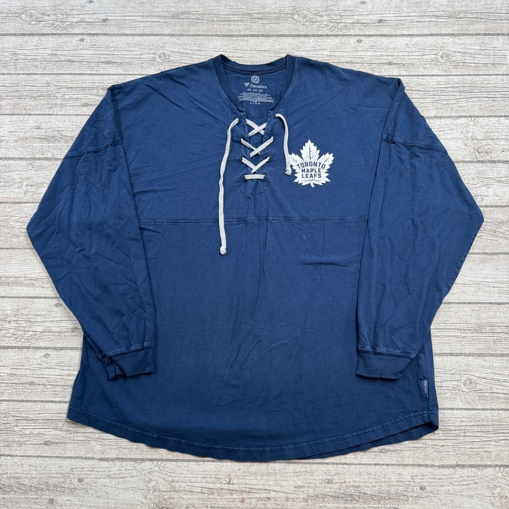 Fanatics Toronto Maple Leafs Shirt Men's 2XL Blue Lace Up Spirit Jersey NHL USA